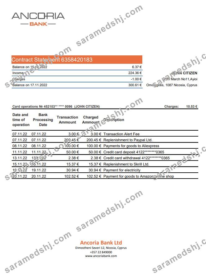 Cyprus Ancoria bank statement xls